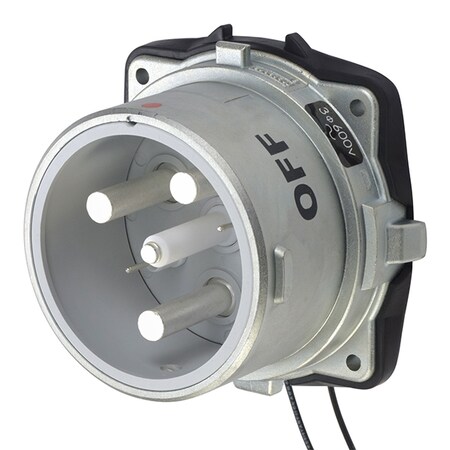 Meltric Pin & Sleeve Inlet, 200 A, 600V AC, Three Phase, 3 Pole, Style 2 Grounding, Silver, NEMA 4X 37-28143-972